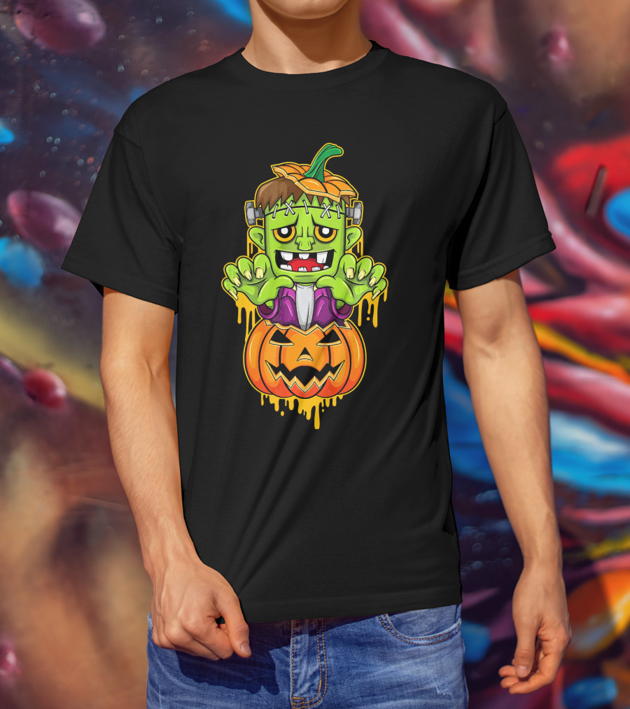 Sweet Cute Pumpkin Halloween Frankenstein Monster T-Shirt