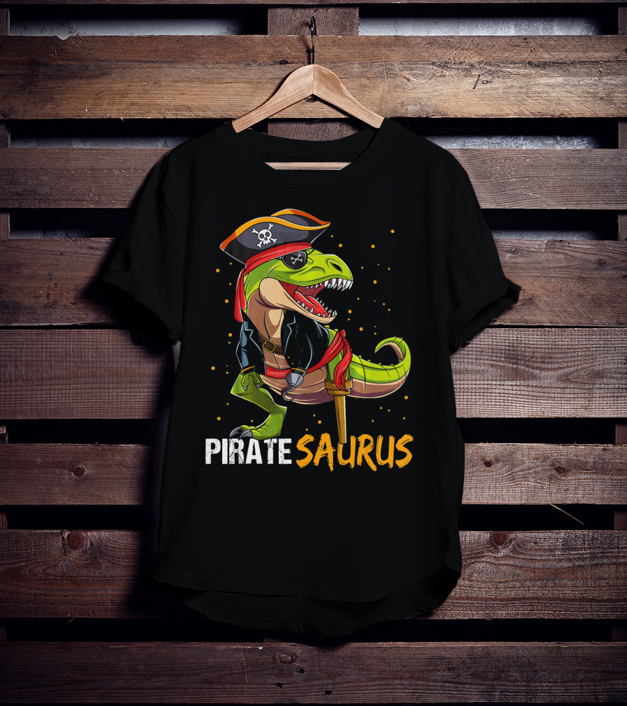 PIRATE SAURUS Dinosaur With Pirate Hat And Wooden Leg T-Shirt