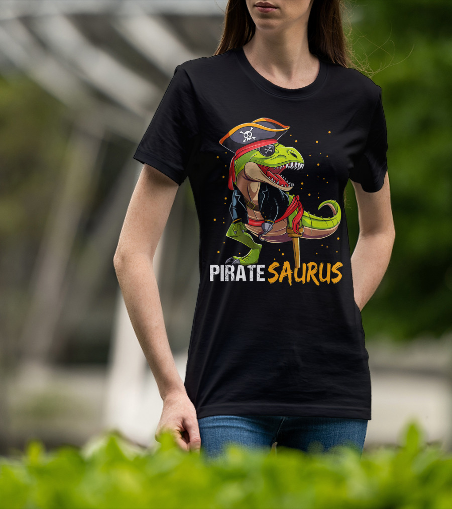 PIRATE SAURUS Dinosaur With Pirate Hat And Wooden Leg T-Shirt