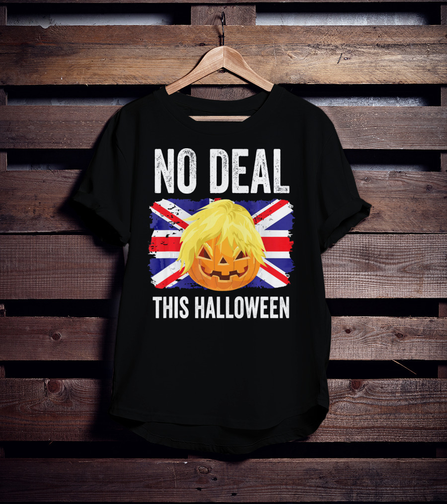 No Deal This Halloween Brexit Pumpkin UK Flag T-Shirt