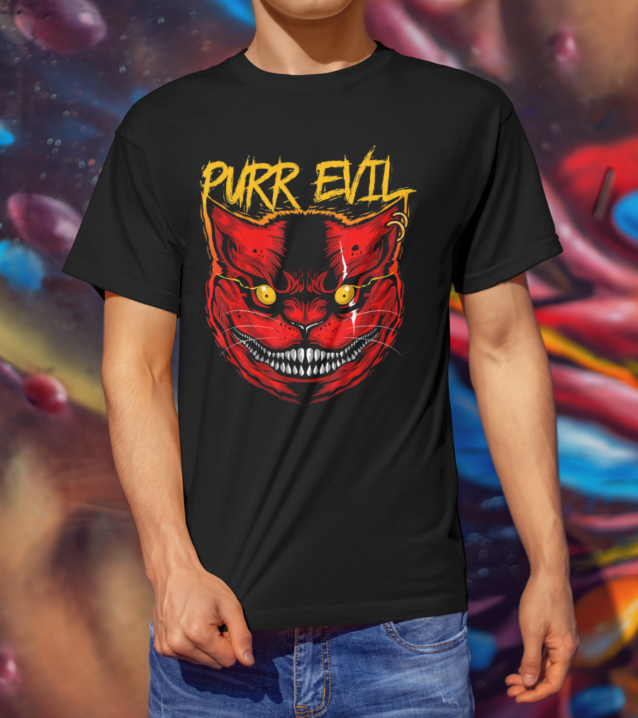 Purr Evil Cat For Halloween Saturday T-Shirt