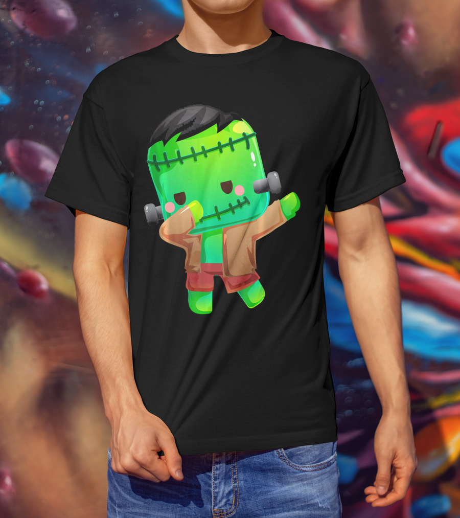 Cute Cartoon Dabbing Frankenstein Monster T-Shirt