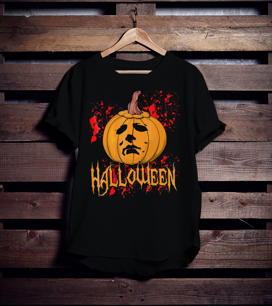 Funny Halloween Michael Myers Pumpkin Face T-Shirt
