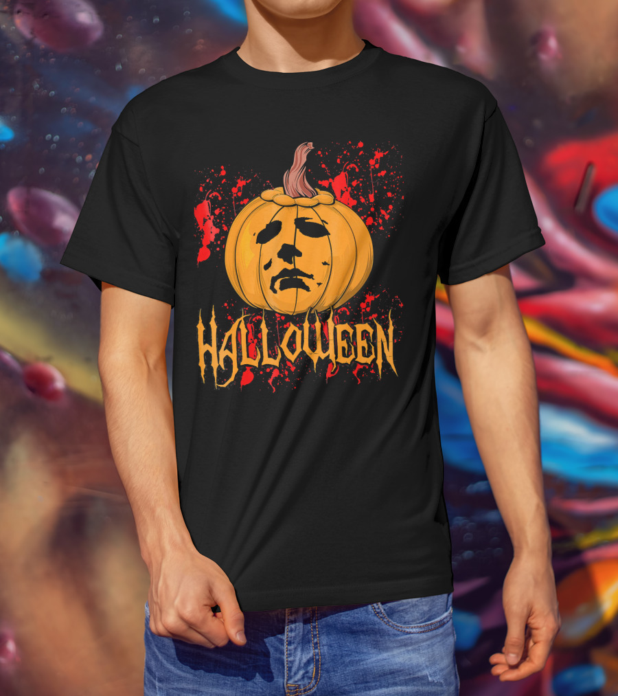 Funny Halloween Michael Myers Pumpkin Face T-Shirt
