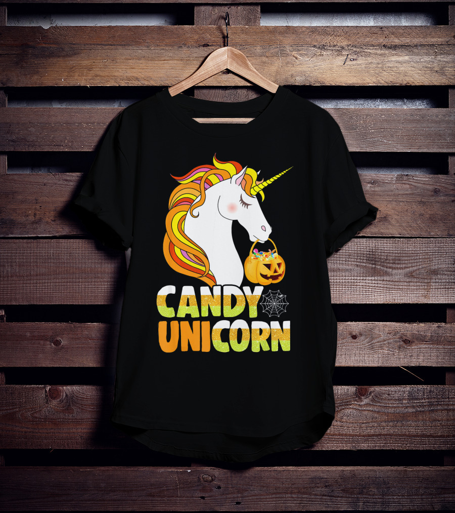 Candy Unicorn Halloween Basket T-Shirt