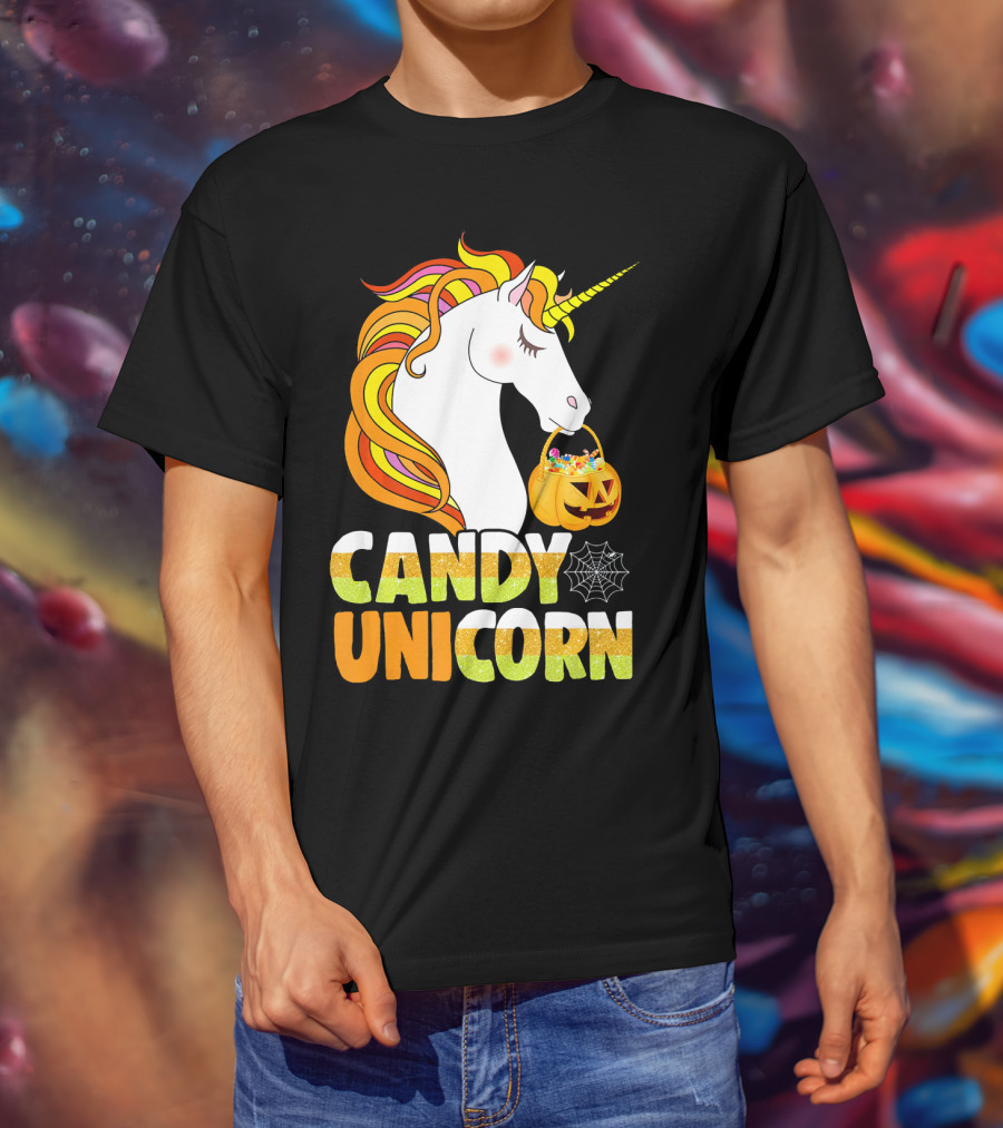 Candy Unicorn Halloween Basket T-Shirt