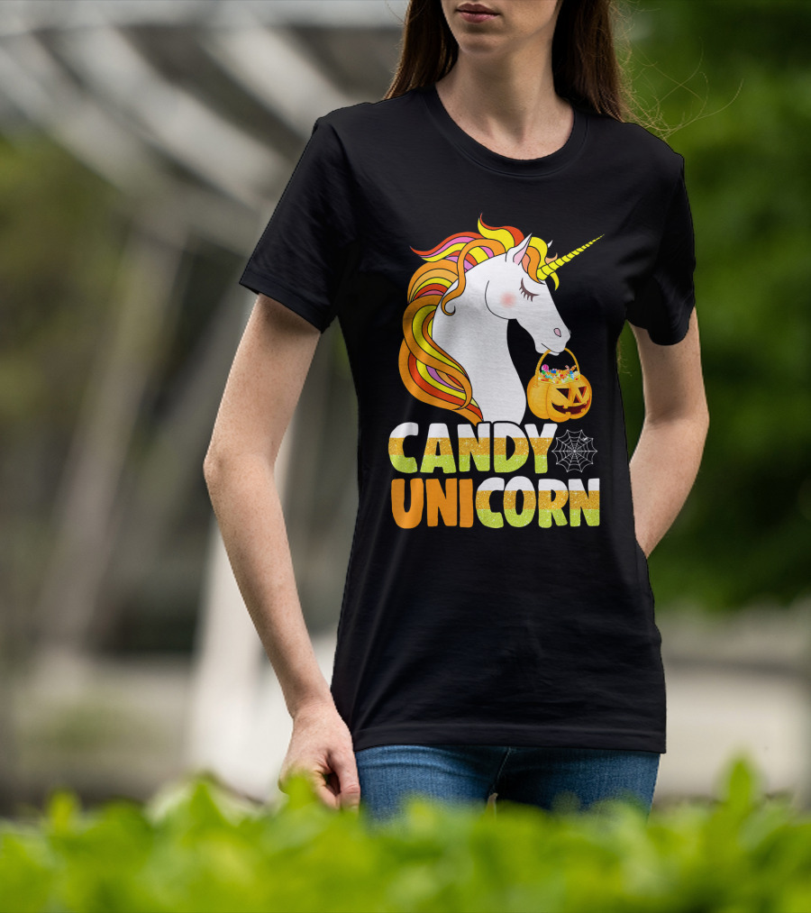Candy Unicorn Halloween Basket T-Shirt