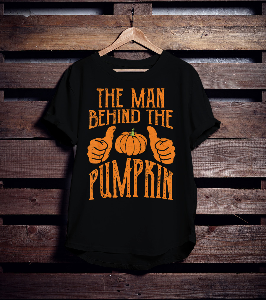 The Man Behind The Pumpkin Halloween Pregnancy Funny Man T-Shirt