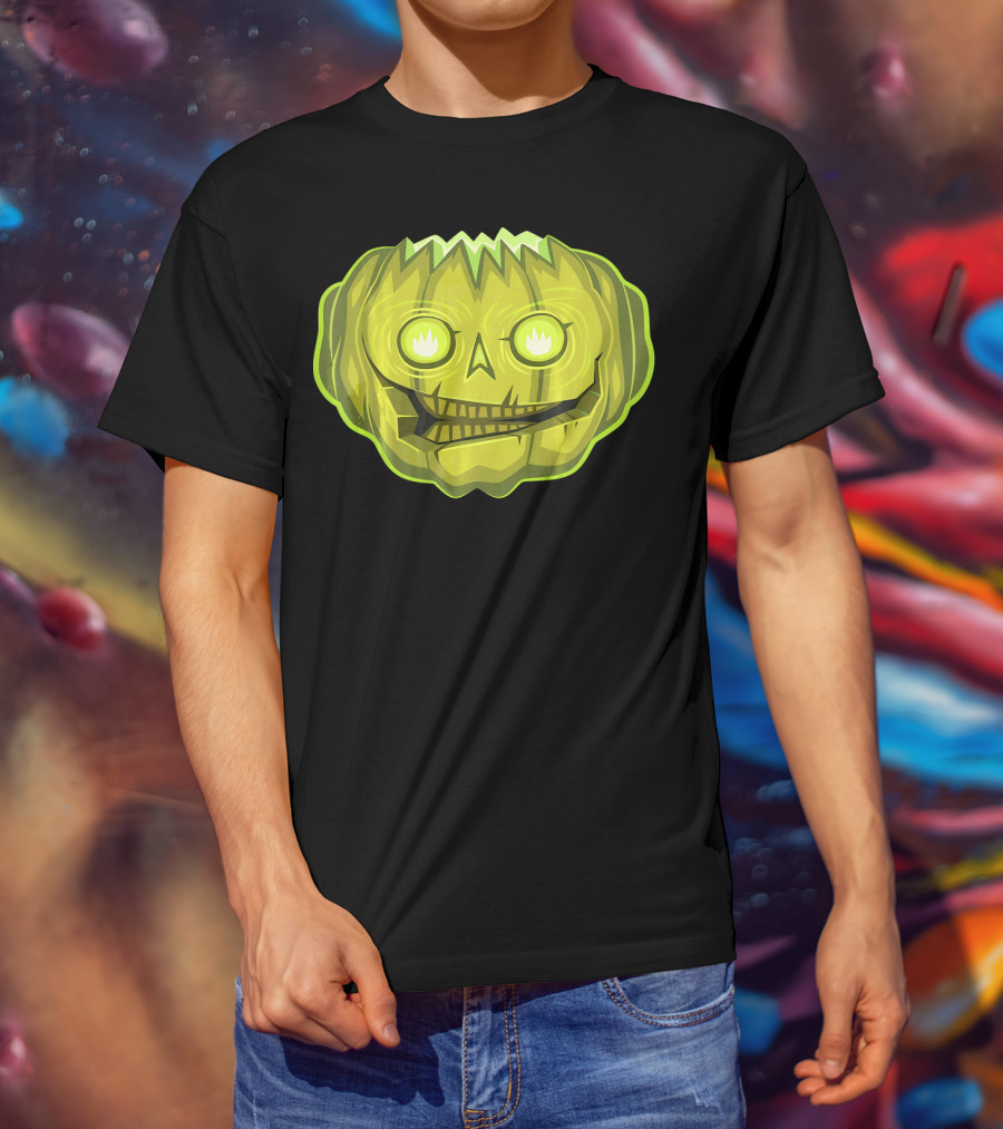 Halloween Zombie Pumpkin Glowing Skull T-Shirt