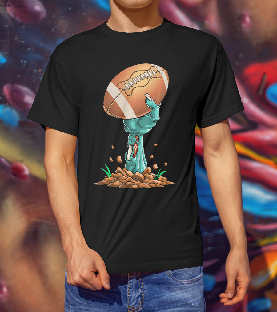 Zombie Hands Rising With Football Victory T-Shirt