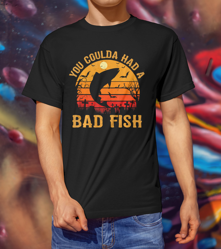 You Coulda Had A Bad Fish Halloween Shark Graveyard Scene T-Shirt