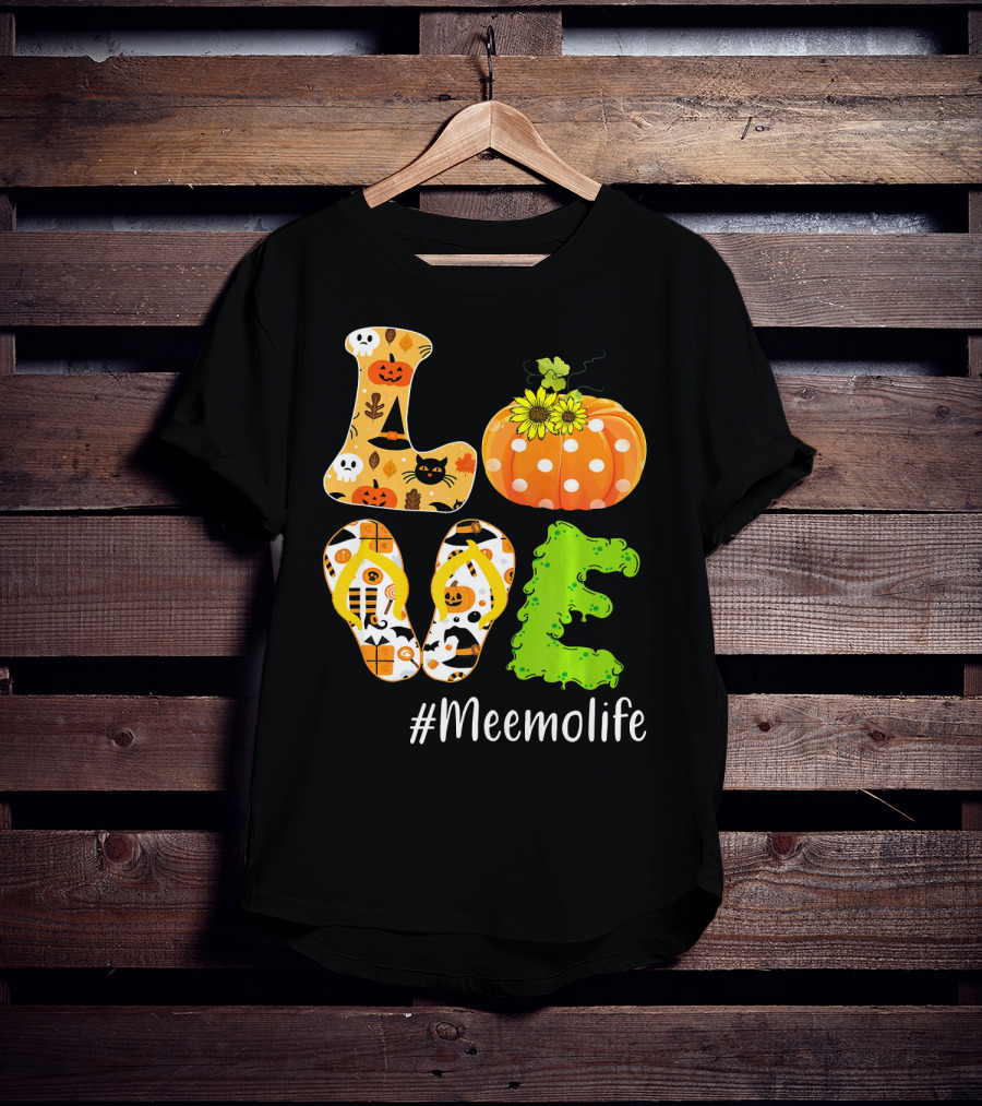 Love Meemolife Pumpkin Flip Flops Halloween T-Shirt
