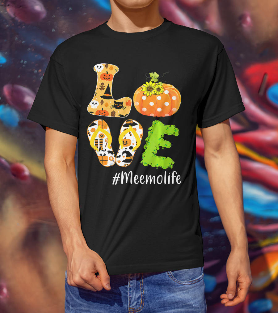 Love Meemolife Pumpkin Flip Flops Halloween T-Shirt