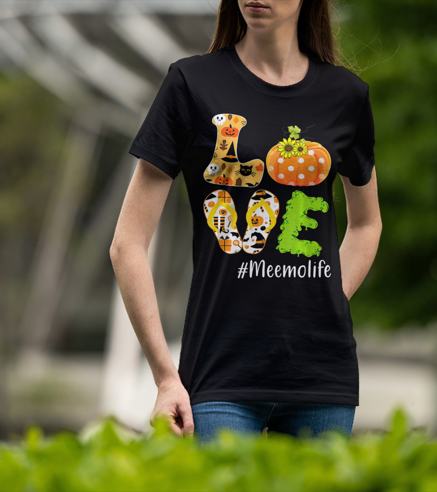 Love Meemolife Pumpkin Flip Flops Halloween T-Shirt