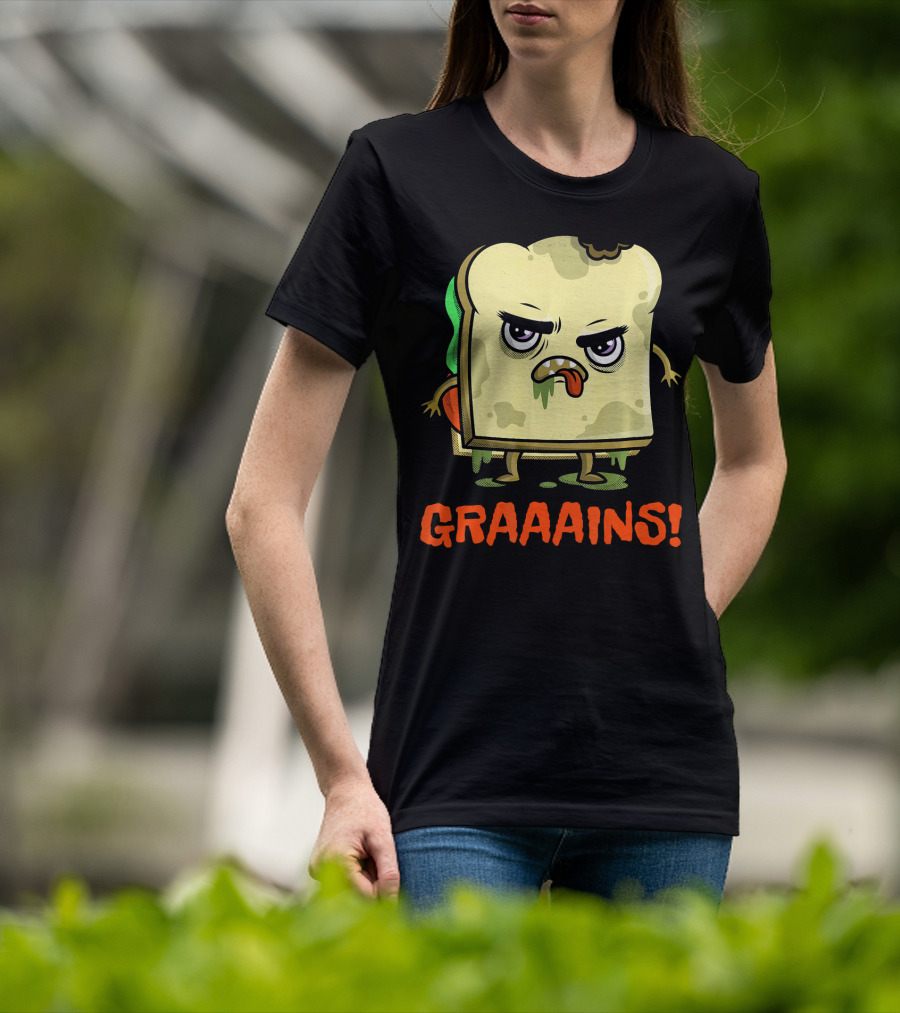 Halloween Zombie Sandwich Graaains Food Grains T-Shirt