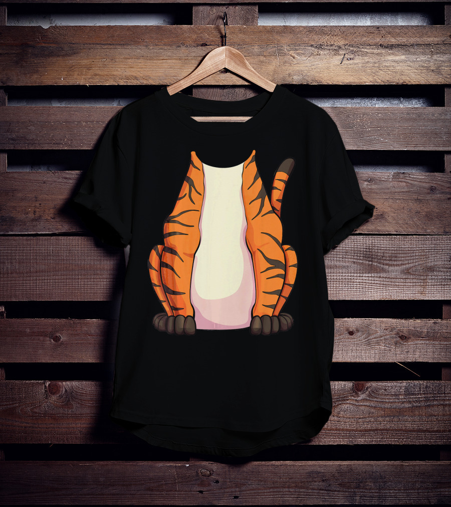 Tiger Costume For Halloween Tiger Stripes Tail T-Shirt