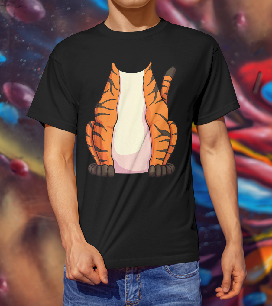 Tiger Costume For Halloween Tiger Stripes Tail T-Shirt