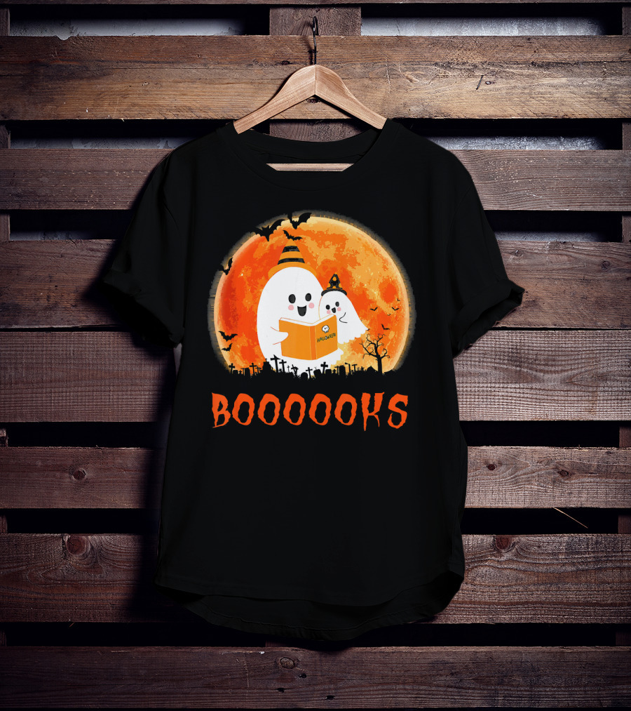Halloween Ghosts Reading Booooooks With Funny Teacher T-Shirt