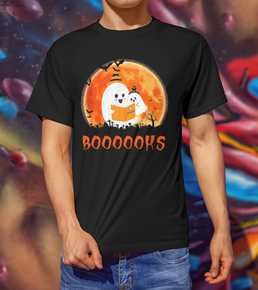 Halloween Ghosts Reading Booooooks With Funny Teacher T-Shirt