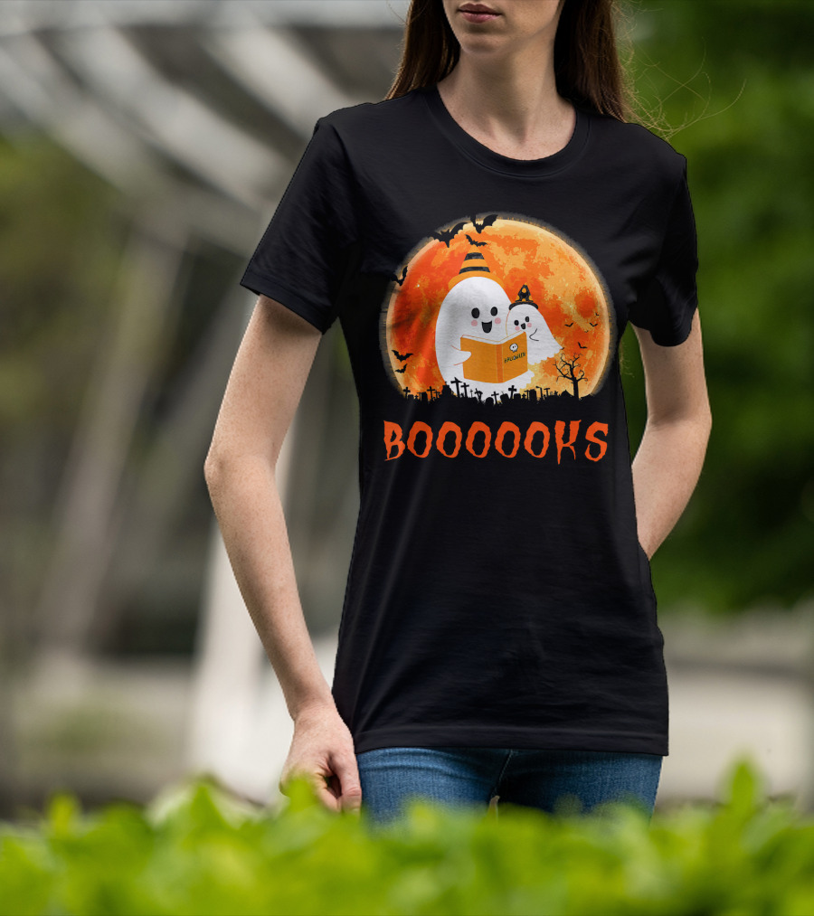 Halloween Ghosts Reading Booooooks With Funny Teacher T-Shirt