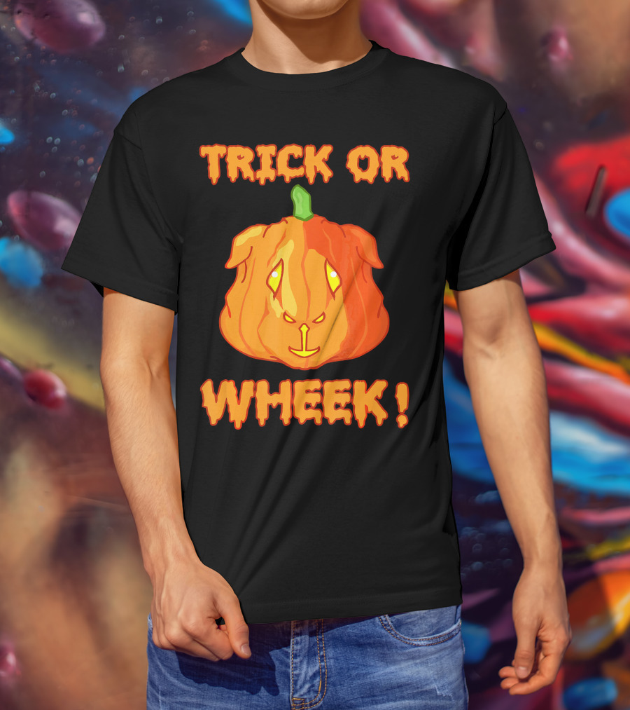 Trick Or Wheek Guinea Pig Jack O Lantern Halloween Fun T-Shirt