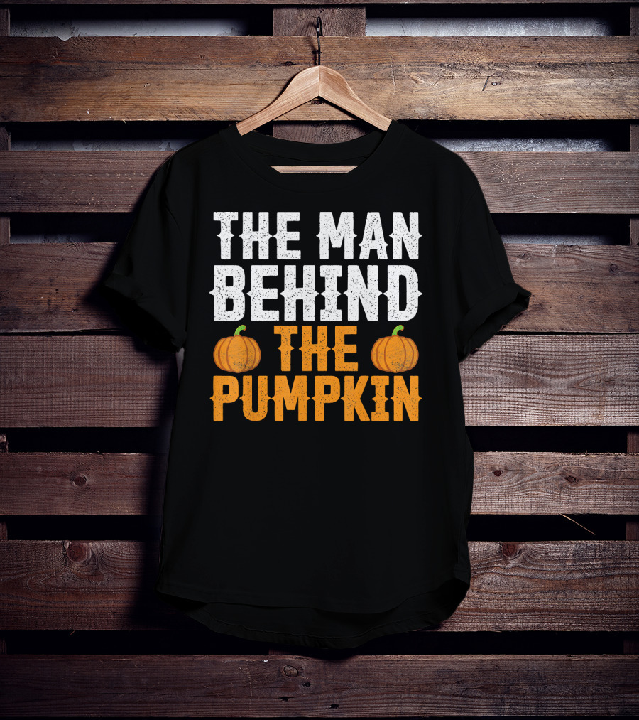 The Man Behind The Pumpkin Men's Funny Halloween Pregnancy Announcement T-Shirt