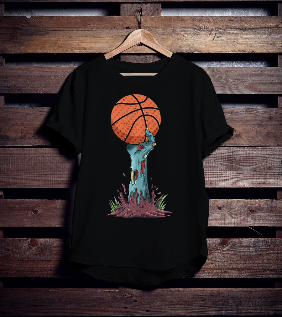 Zombie Hands Grasping Basketball Emerge From Ground T-Shirt