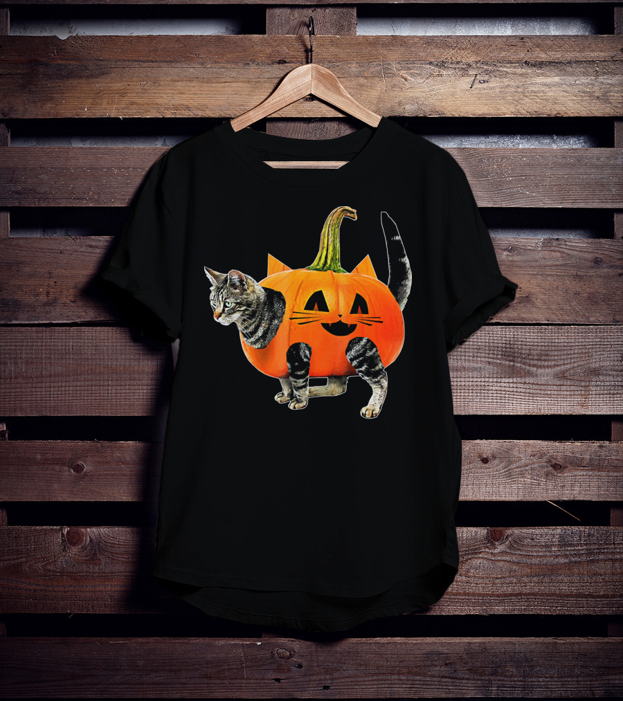 Funny Halloween Jack O Lantern Pumpkin Cat Costume T-Shirt