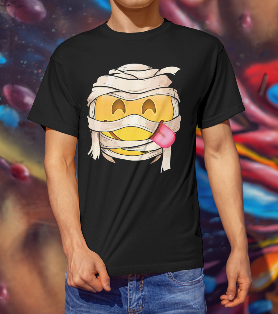 Face Savoring Food Emoji Mummy Wink Out Tongue T-Shirt