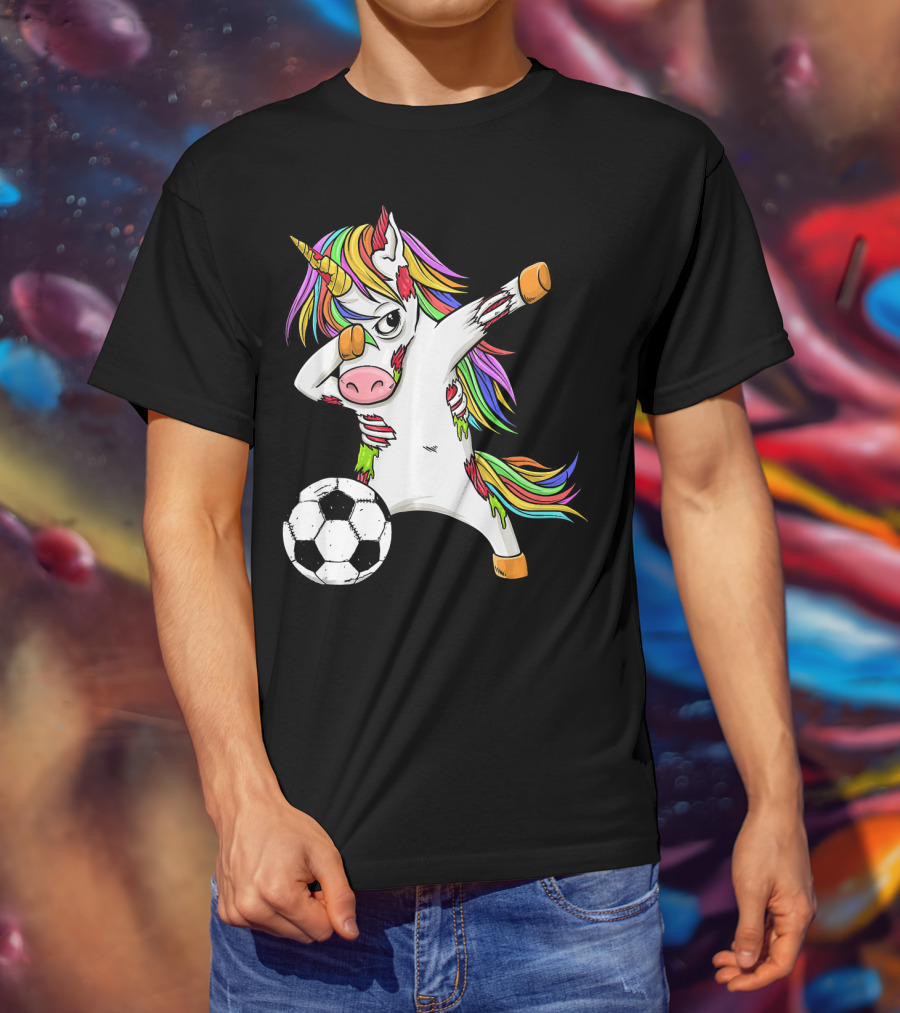 Zombie Unicorn Dabbing Halloween Soccer Ball T-Shirt