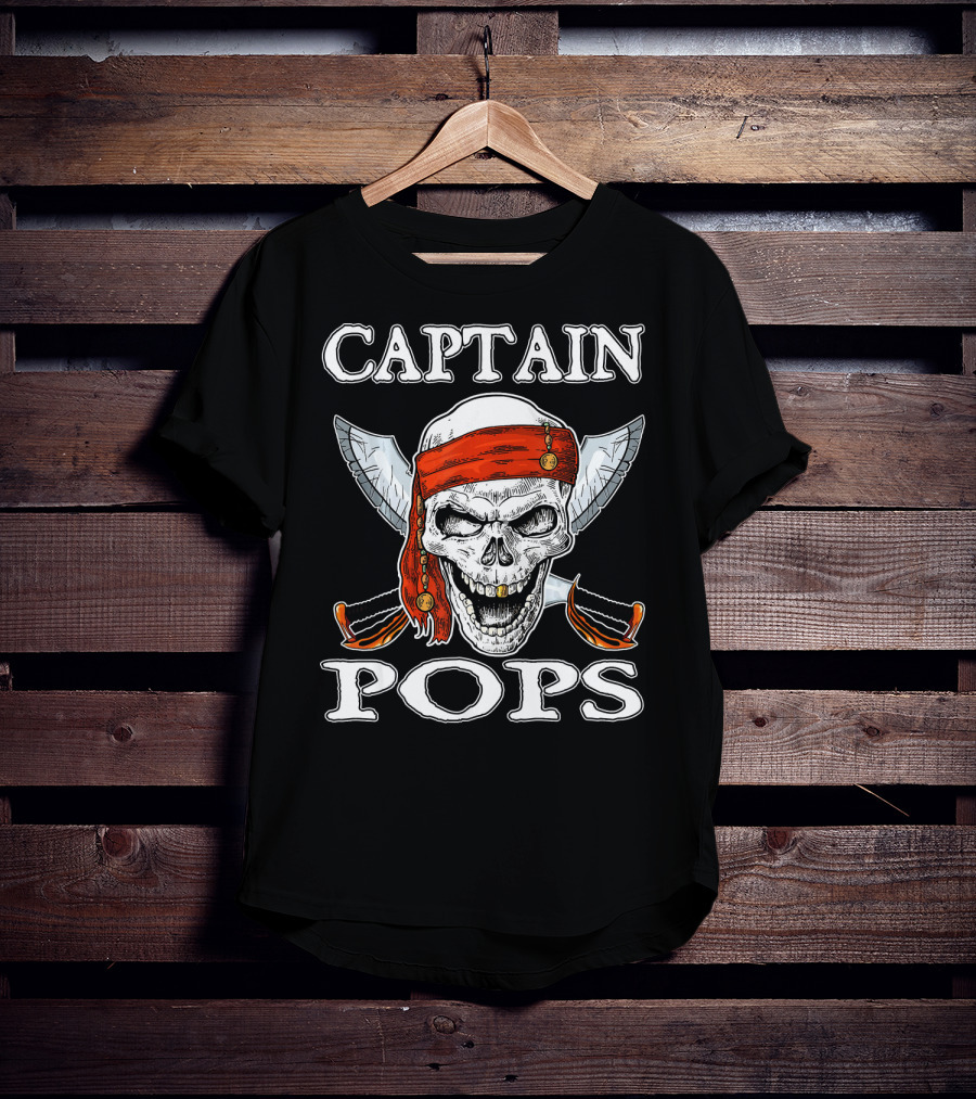 Captain Pops Funny Halloween Pirate Skull T-Shirt