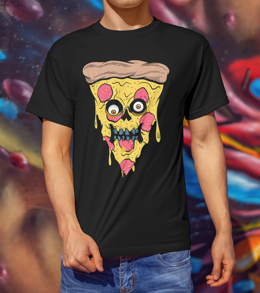 Pizza Zombie Halloween Costume Spooky Slice T-Shirt