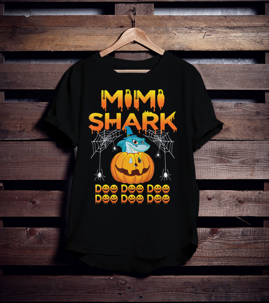 Mimi Shark Halloween Pumpkin Spider Web Doo Doo Costume Mat T-Shirt