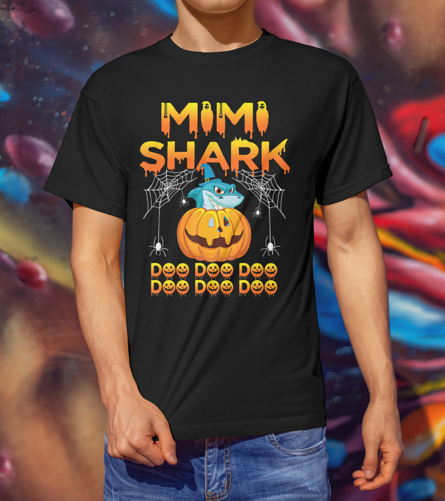 Mimi Shark Halloween Pumpkin Spider Web Doo Doo Costume Mat T-Shirt