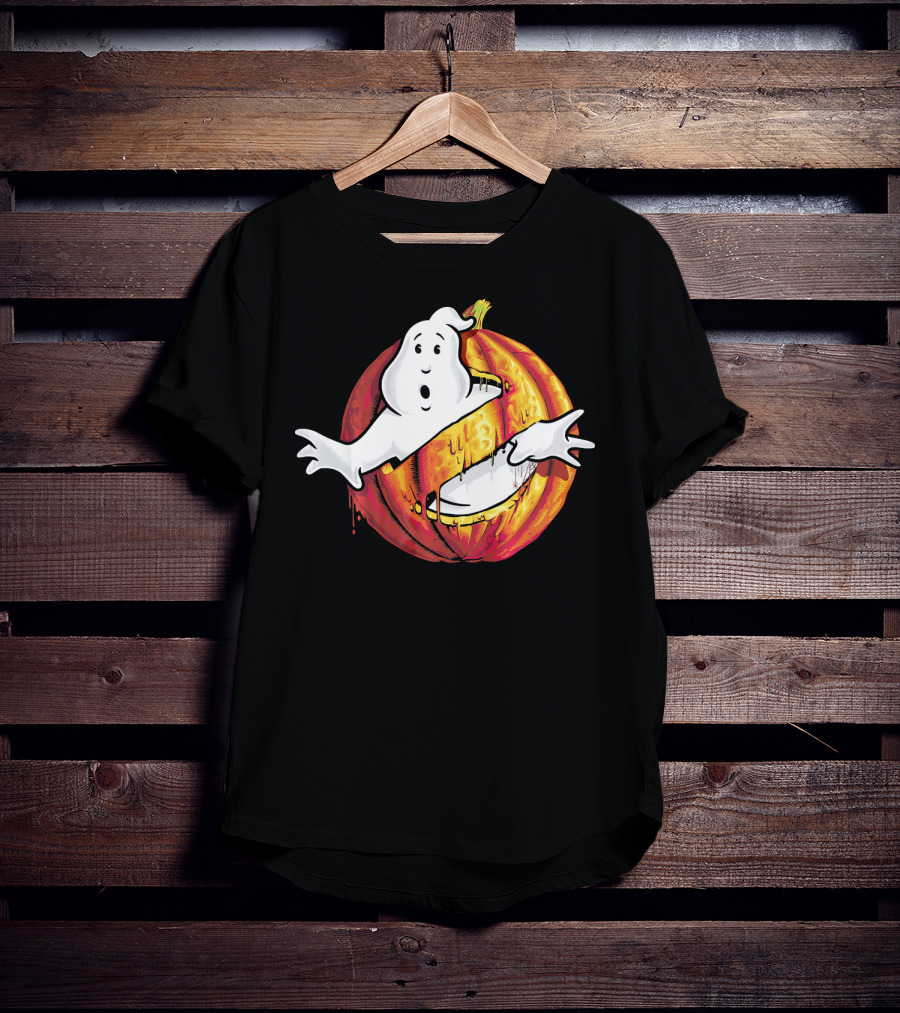 Ghostbusters Classic Logo Halloween Pumpkin Mashup T-Shirt