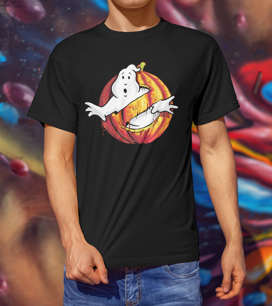Ghostbusters Classic Logo Halloween Pumpkin Mashup T-Shirt