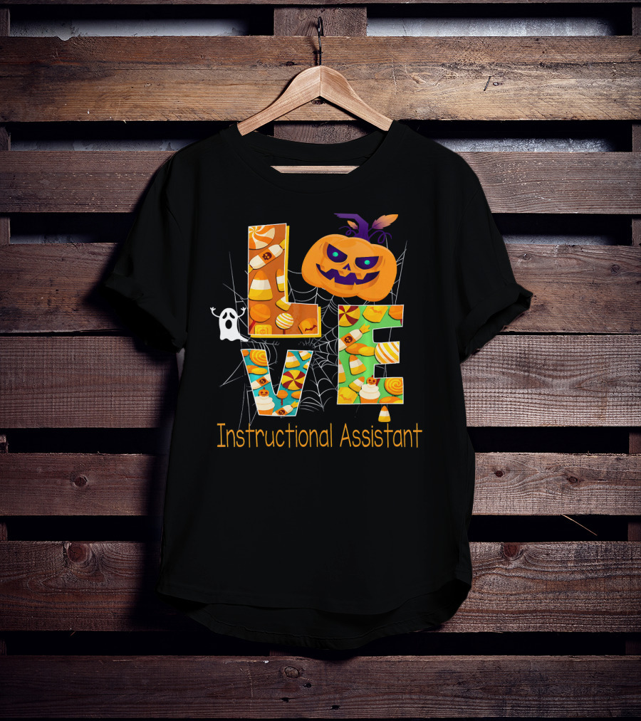 Halloween Love Instructional Assistant Pumpkin Candy Ghost T-Shirt