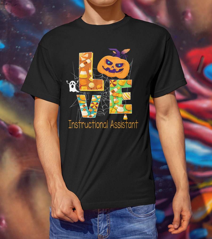 Halloween Love Instructional Assistant Pumpkin Candy Ghost T-Shirt
