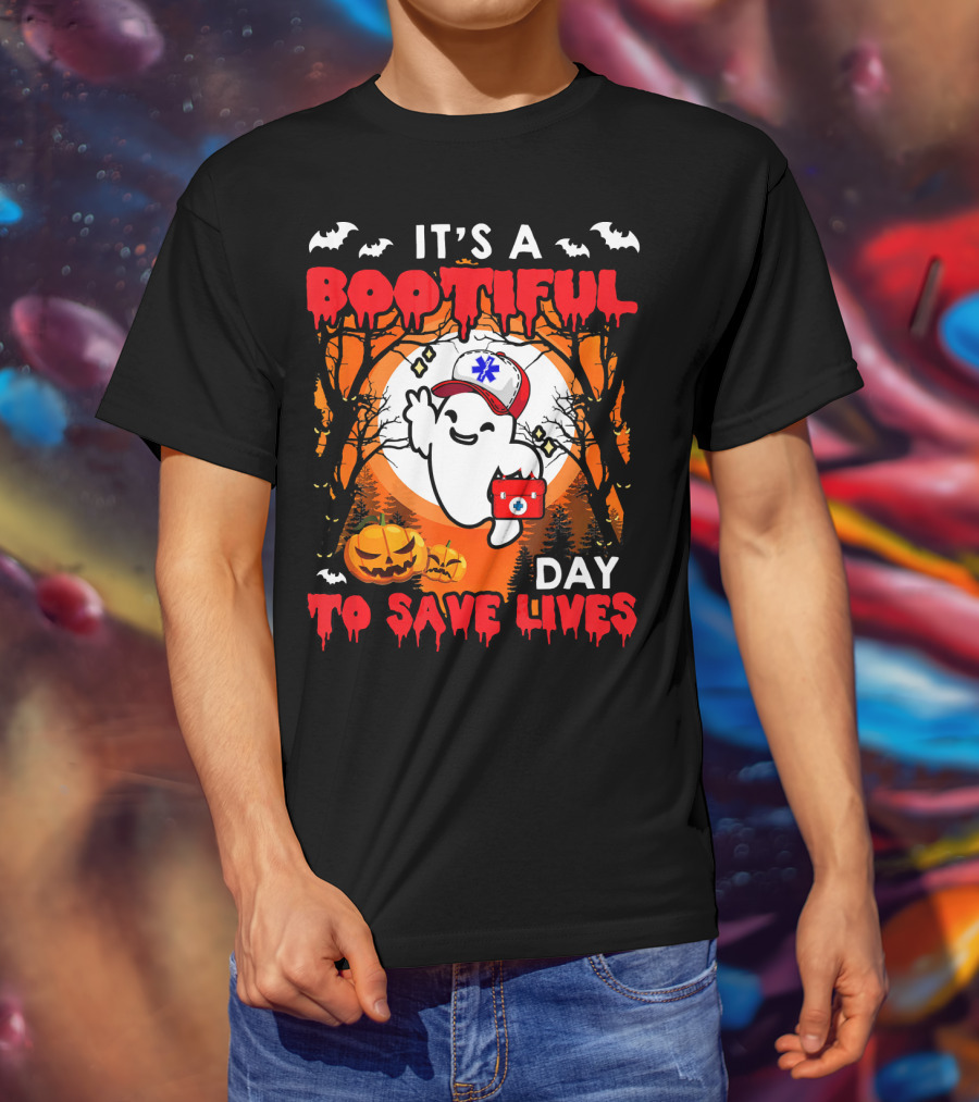 It's A Bootiful Day To Save Lives Halloween Costume Boo T-Shirt