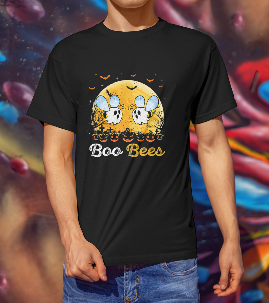 Boo Bees Halloween Moon Pumpkins Bats Crosses T-Shirt