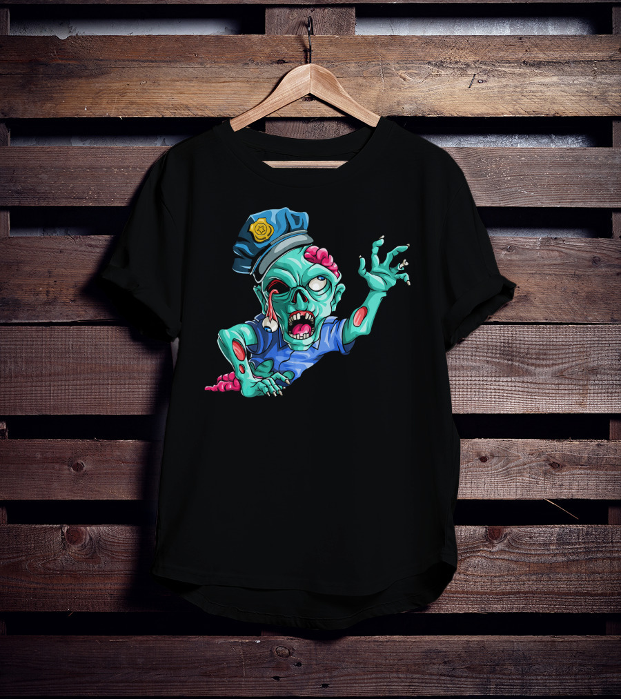 Zombie Police Funny Halloween Horror Scary Undead Officer T-Shirt