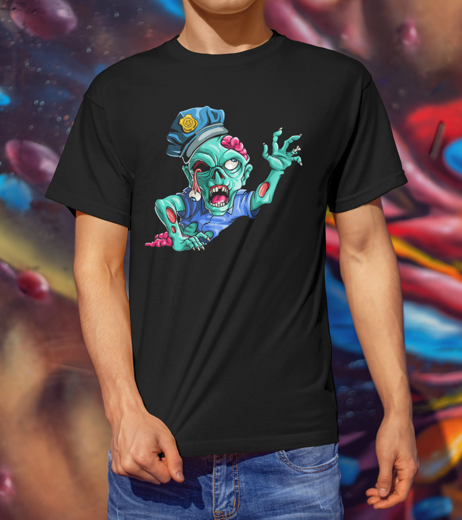 Zombie Police Funny Halloween Horror Scary Undead Officer T-Shirt