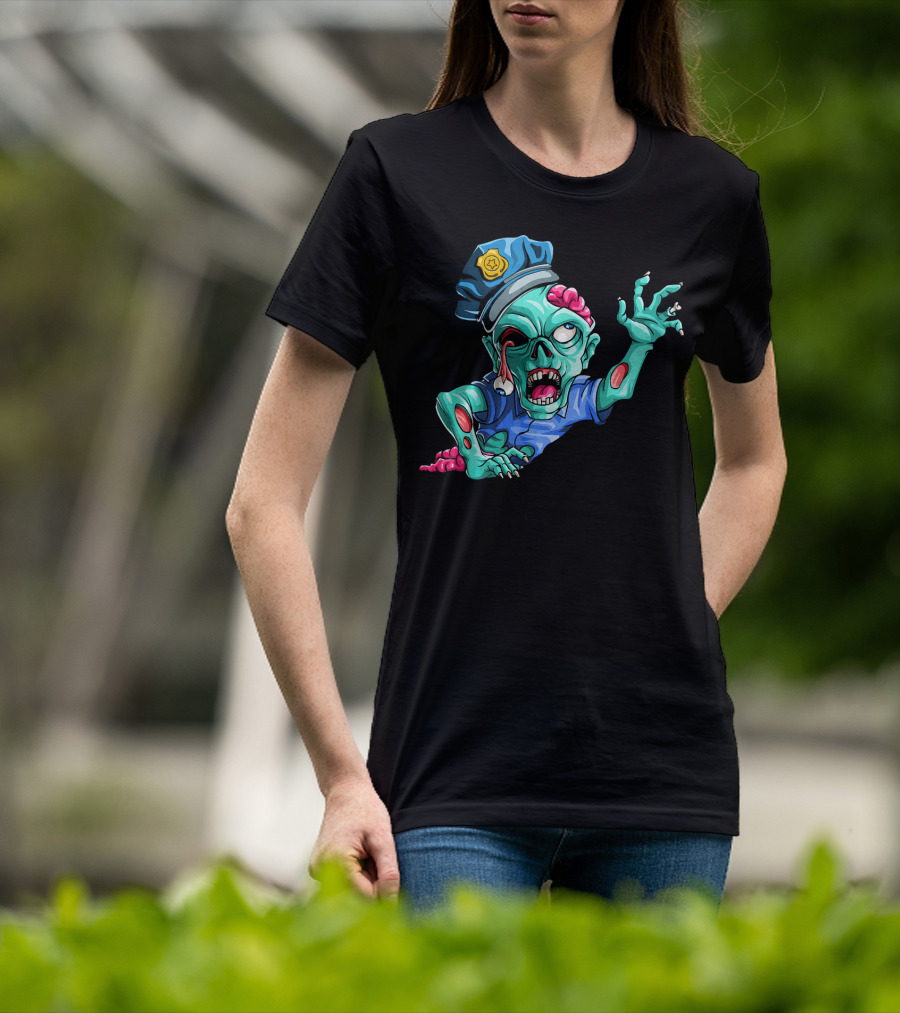 Zombie Police Funny Halloween Horror Scary Undead Officer T-Shirt