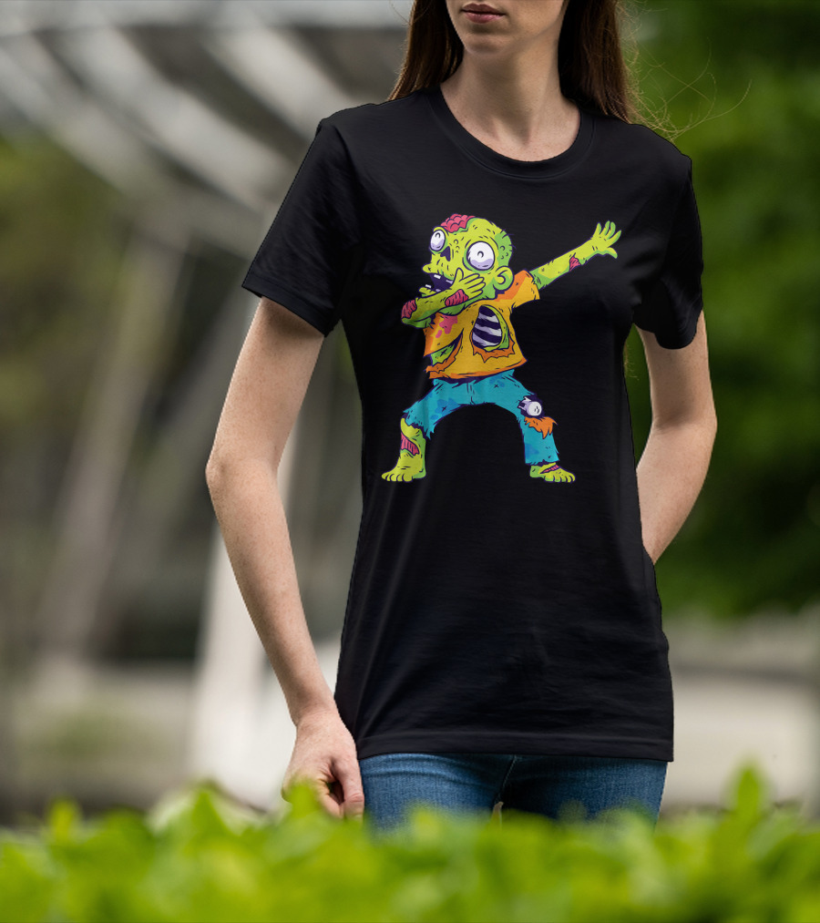 Dabbing Zombie Funny Halloween Zombi Cute Cartoon T-Shirt