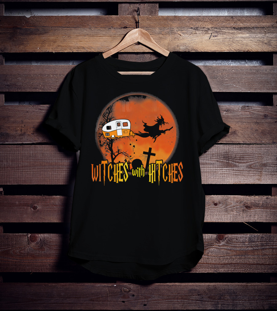 Witches With Hitches Halloween Camper Scene T-Shirt