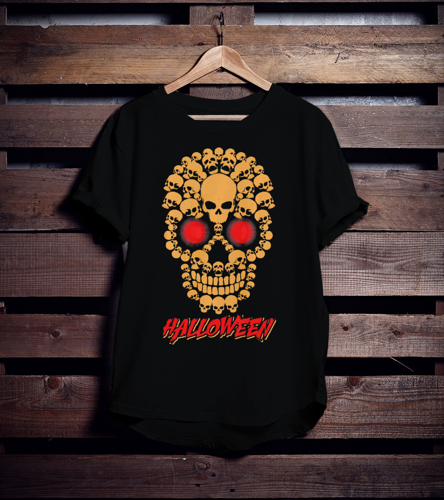 HALLOWEEN Skull Skeleton Zombie Face T-Shirt