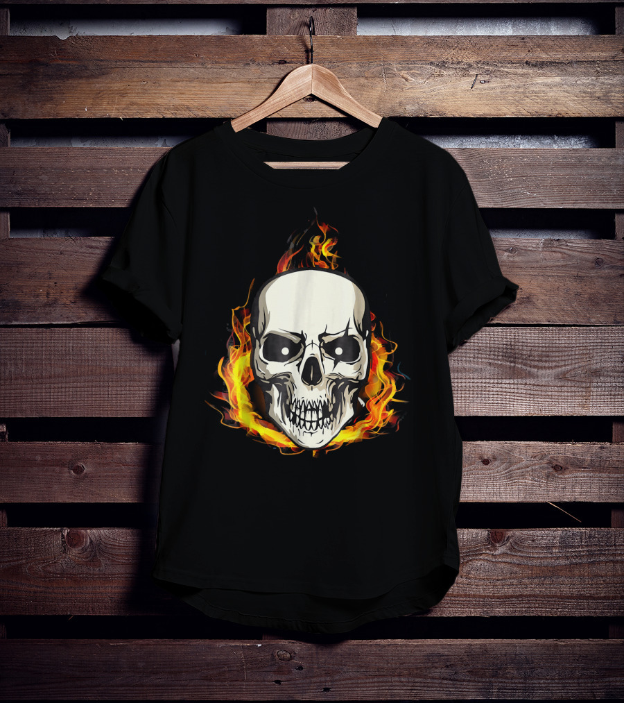 Flaming Skull Inferno Skull T-Shirt