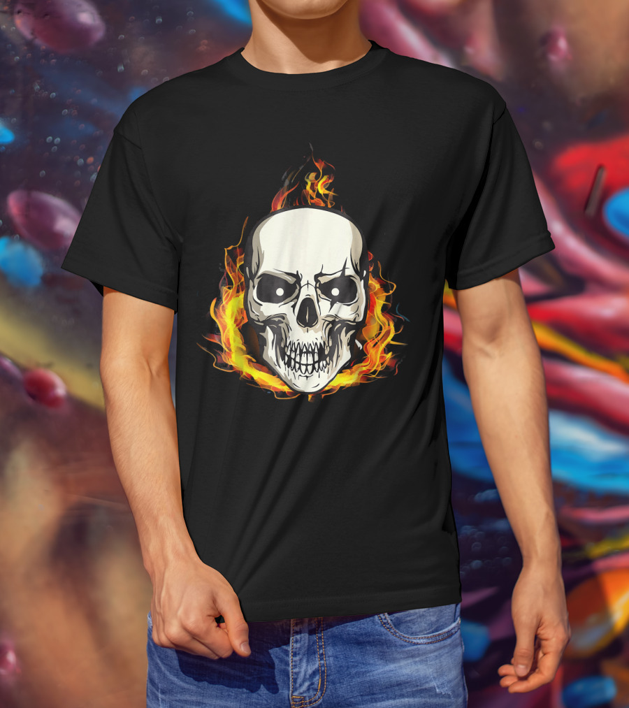 Flaming Skull Inferno Skull T-Shirt