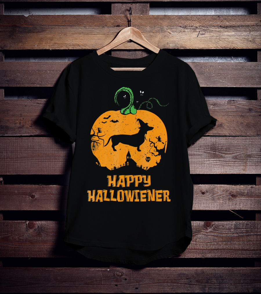 Happy Halloweiner Halloween Dachshund Pumpkin T-Shirt