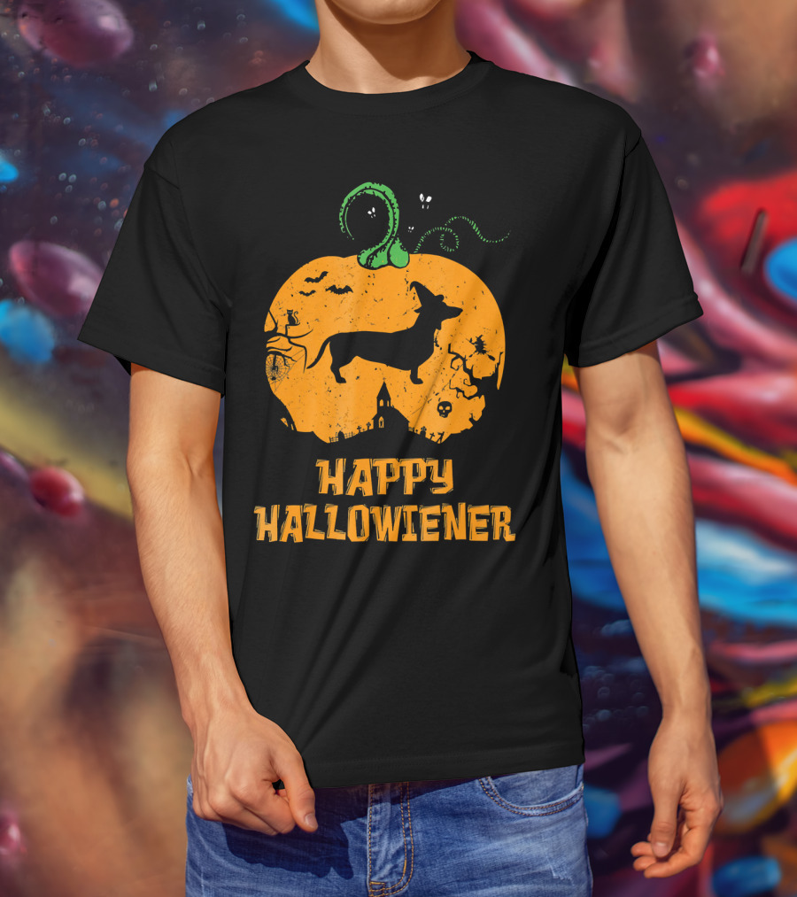 Happy Halloweiner Halloween Dachshund Pumpkin T-Shirt